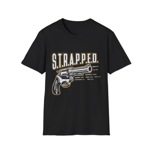 Stylish Graphic Tee, Edgy Strapped T-Shirt, Casual Wear, Statement Shirt, Gift for Music Lovers, Unique Fashion