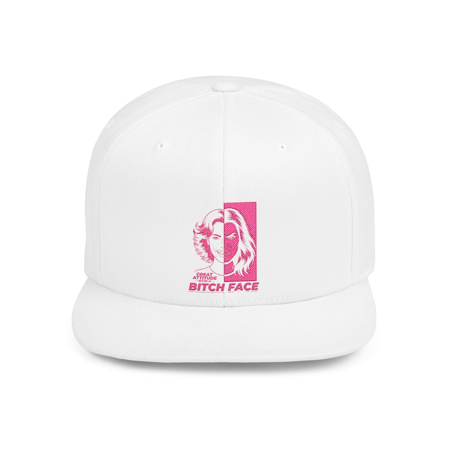 B.I.T.C.H. F.A.C.E. Flat Bill Snapback Hat | Trendy Hat for Bold Statement, Unique Fashion Headwear