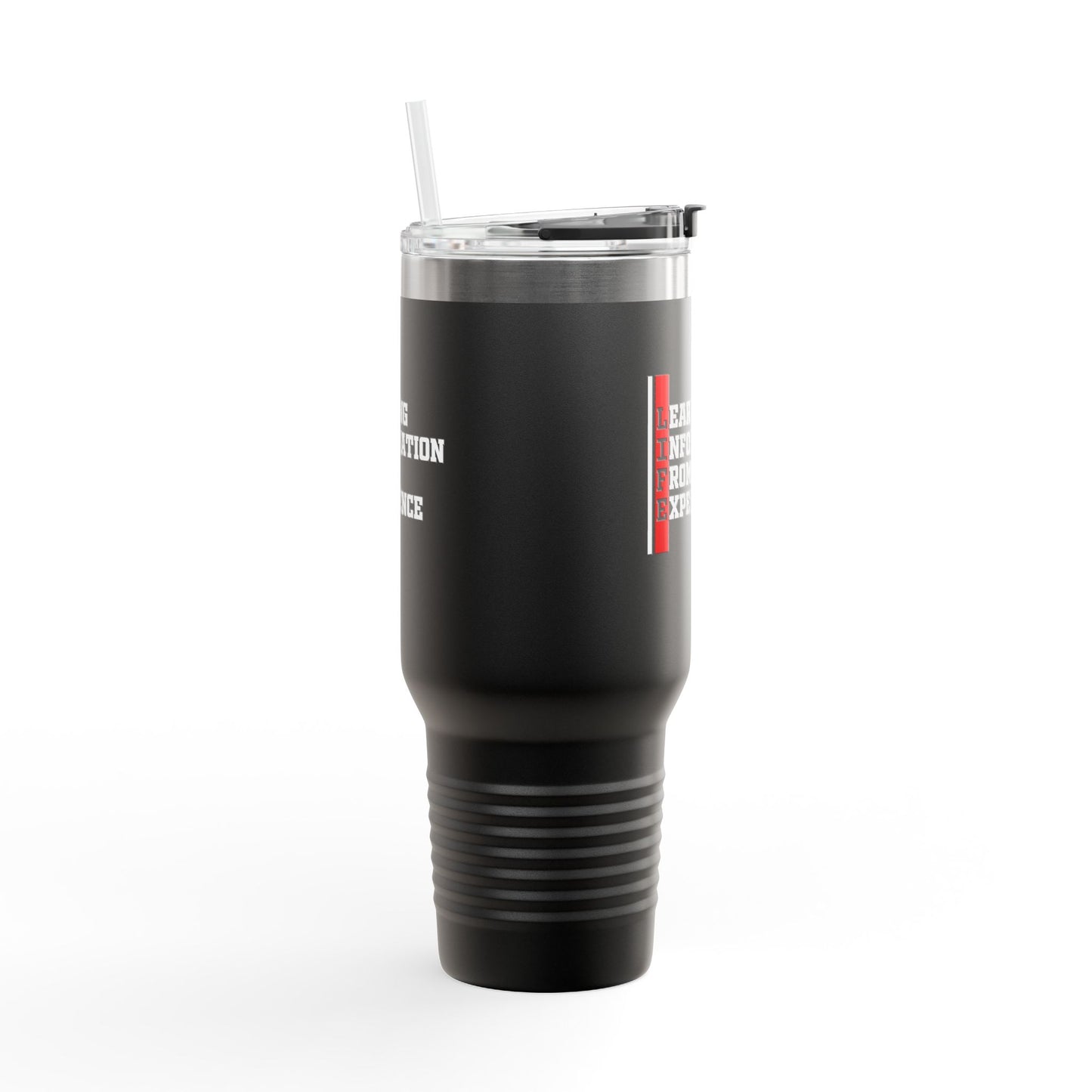 L.I.F.E. (Learning Information From Experience) Insulated Travel Mug - 40oz, Perfect for Coffee Lovers, Motivational Gift, Travel Companion, Outdoor Adventure, Office Use