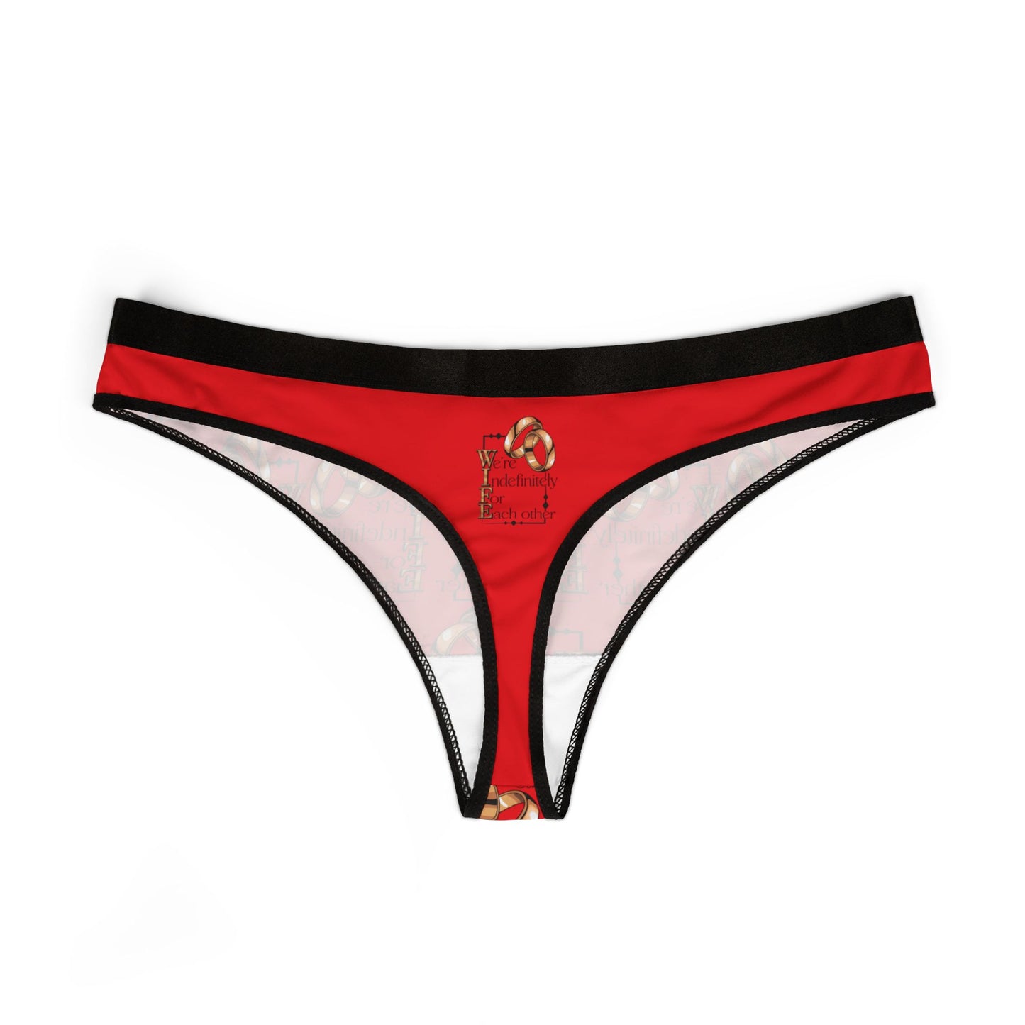 W.I.F.E. (We're Indefinitely For Each Other) Thongs - Perfect for Birthdays, Lingerie Gift, Red and Black, Comfortable Fit, All-Occasion
