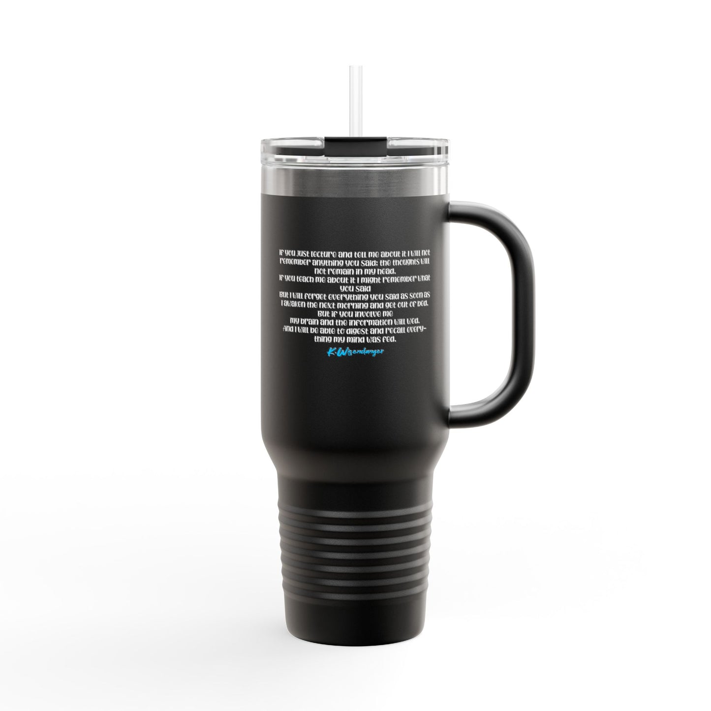 T.E.A.C.H.E.R. Insulated Travel Mug with Motivational Quote, 40oz Coffee Cup for Educators, Hiking, Gift for Travelers, Unique Drinkware, Adventure Mug