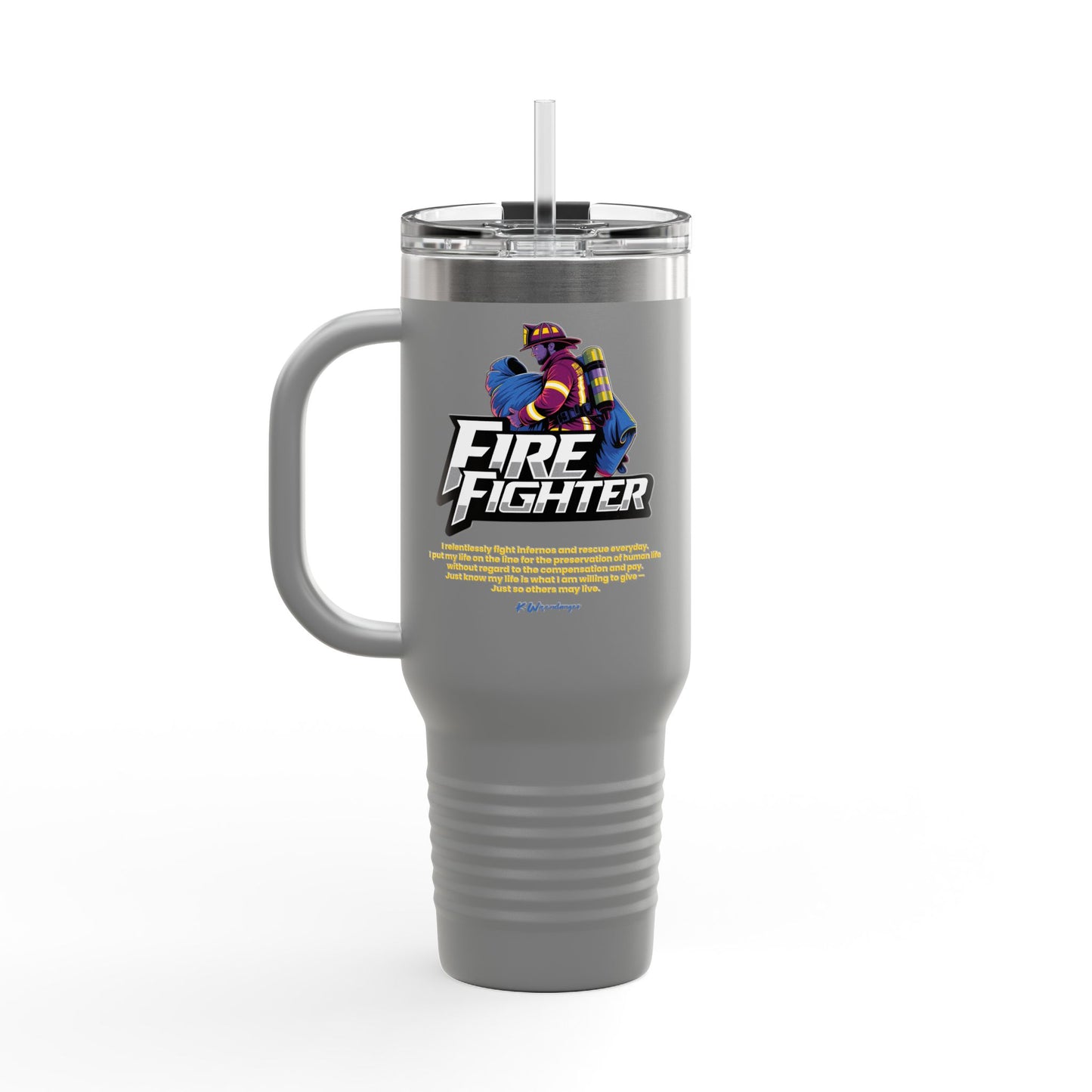 Firefighter Insulated Travel Mug - 40oz, Hot Beverage Cup, Personalized Gift for Firefighters, Camping Mug, Unique Firefighter Gift