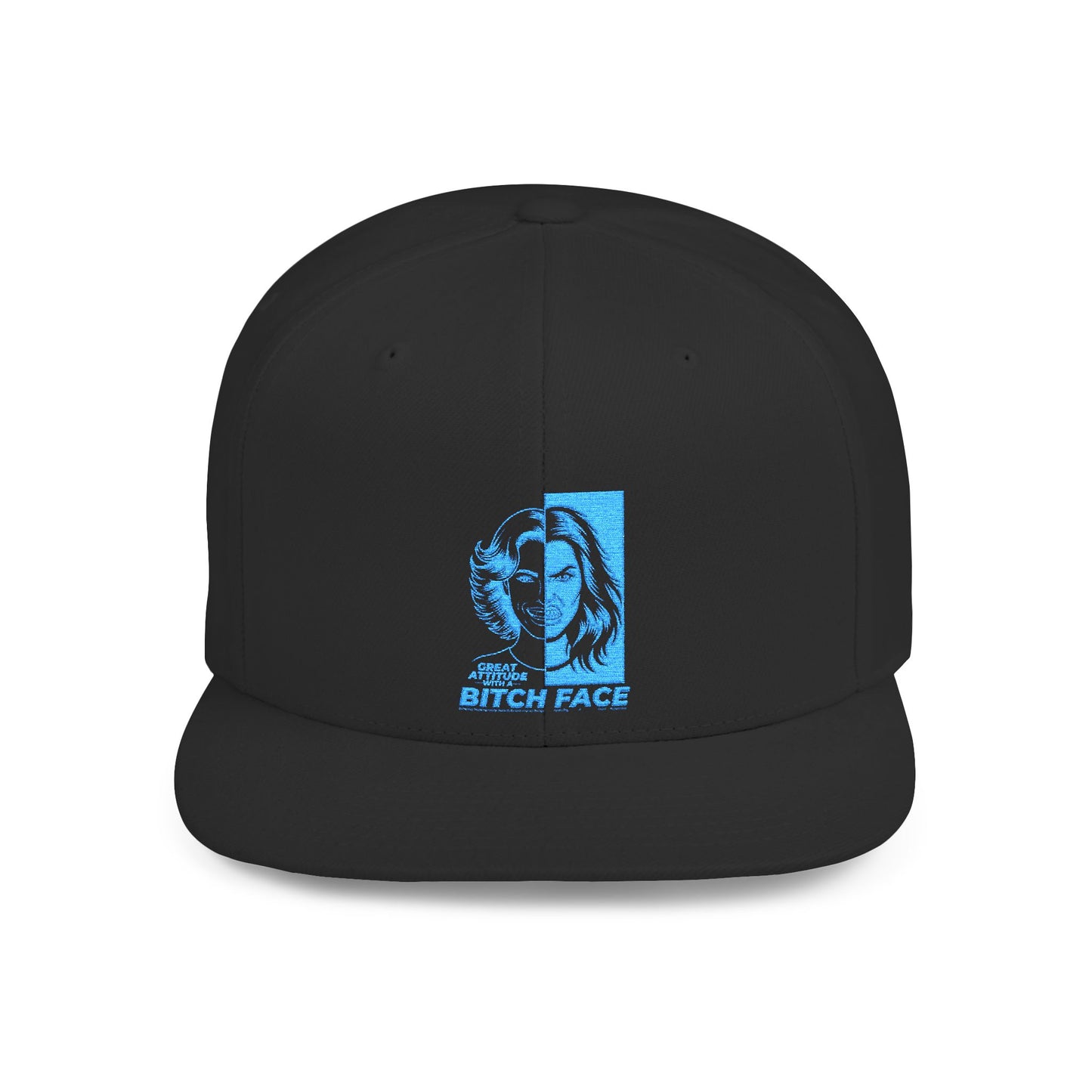 B.I.T.C.H. F.A.C.E. Flat Bill Snapback Hat, Casual Headwear, Streetwear Accessory, Trendy Cap, Graphic Hat