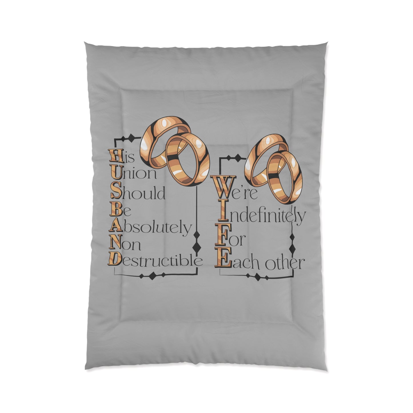 H.U.S.B.A.N.D. W.I.F.E. Couple Comforter, Wedding Gift, Anniversary Bedding, Love Decor, Cozy Bedroom Essentials
