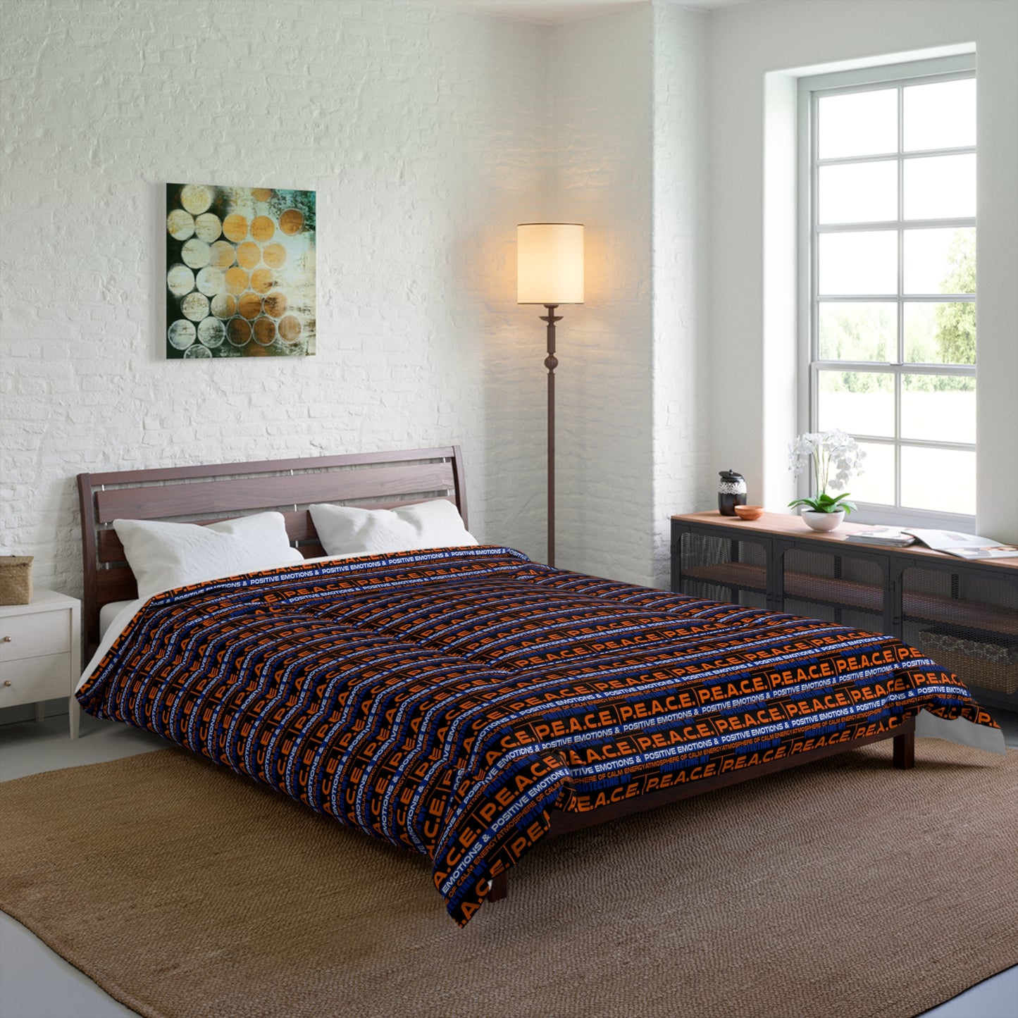 Protecting My P.E.A.C.E. Themed Comforter, Cozy Bedding for Relaxation, Mindfulness Decor, Ideal for Spiritual Retreats