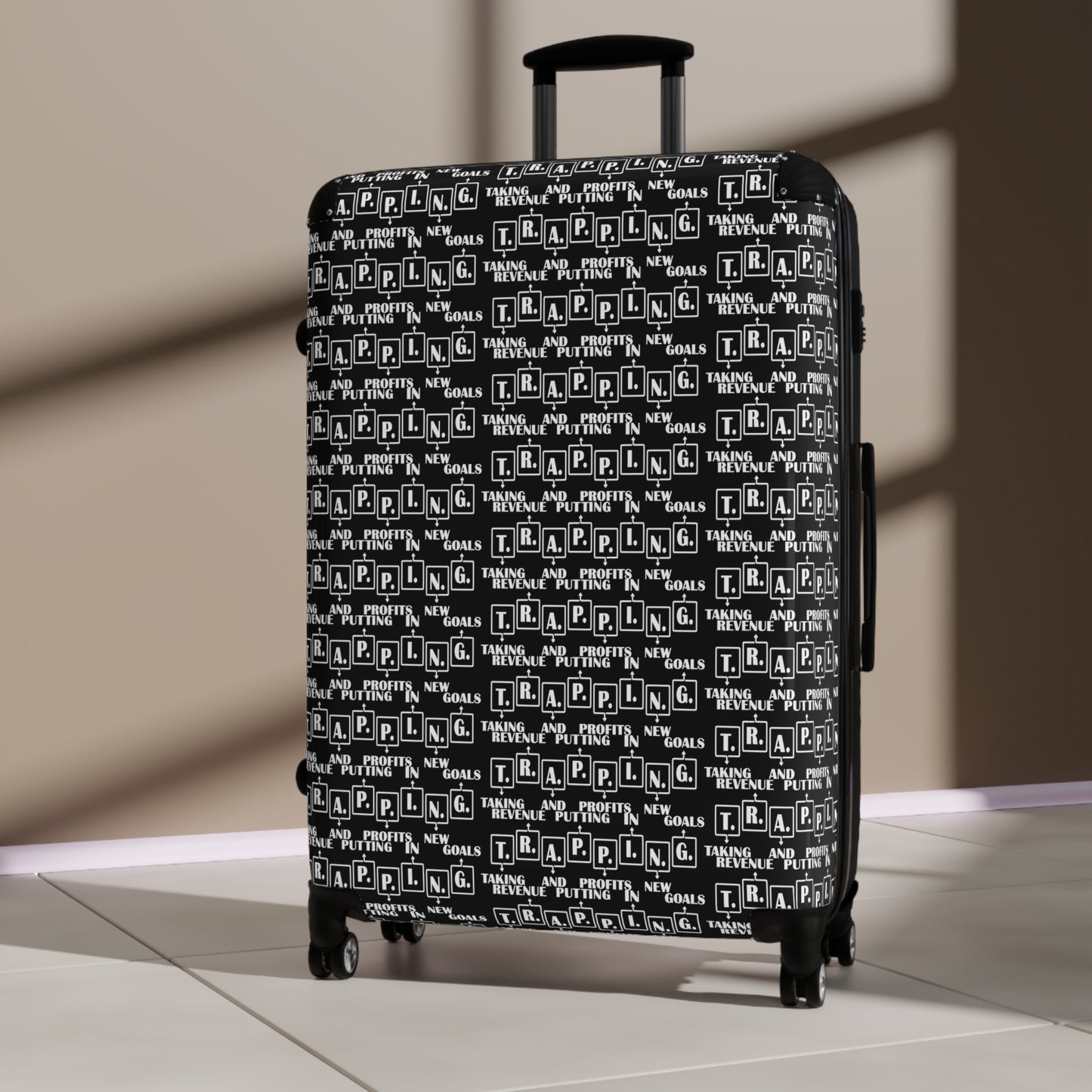 TRAPPING Stylish Travel Suitcase, Trendy Luggage, Black Pattern Carry-On,