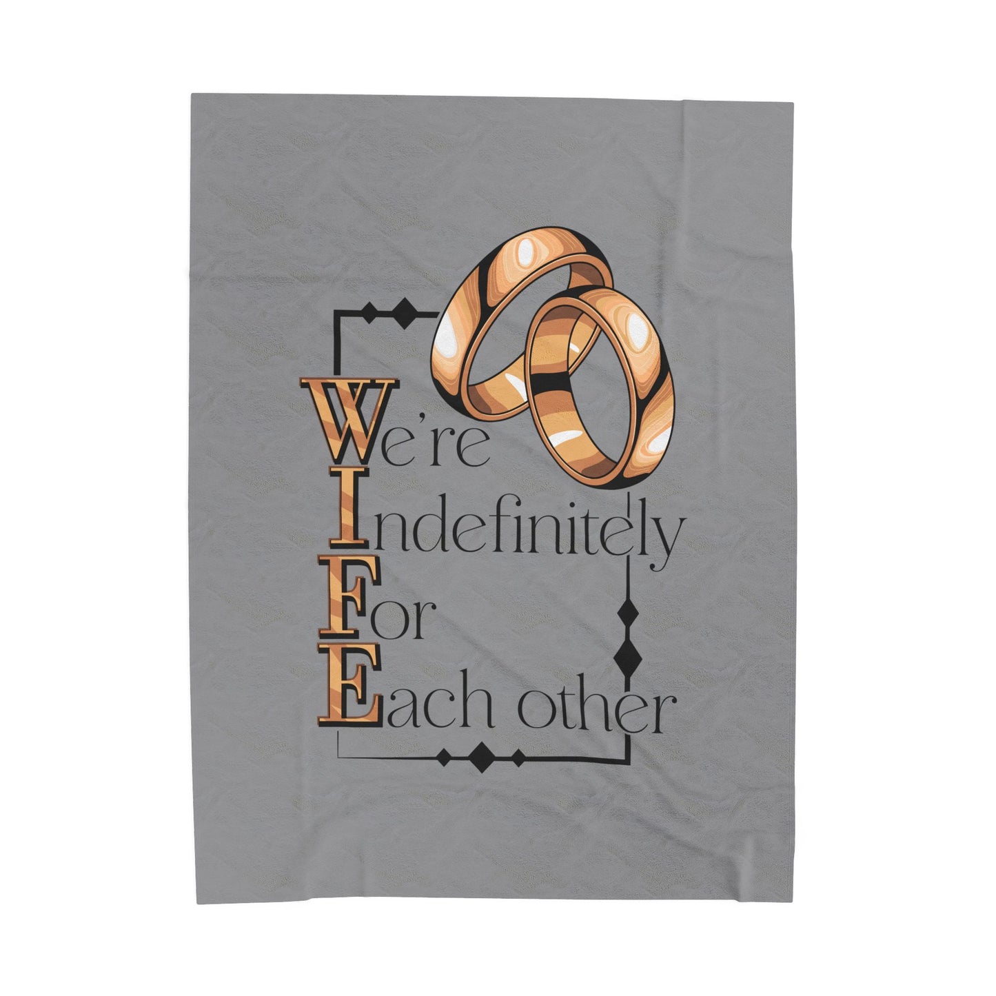 W.I.F.E. Couples Velveteen Plush Blanket, Wedding Gift, Anniversary Present, Home Decor, Soft Throw for Newlyweds