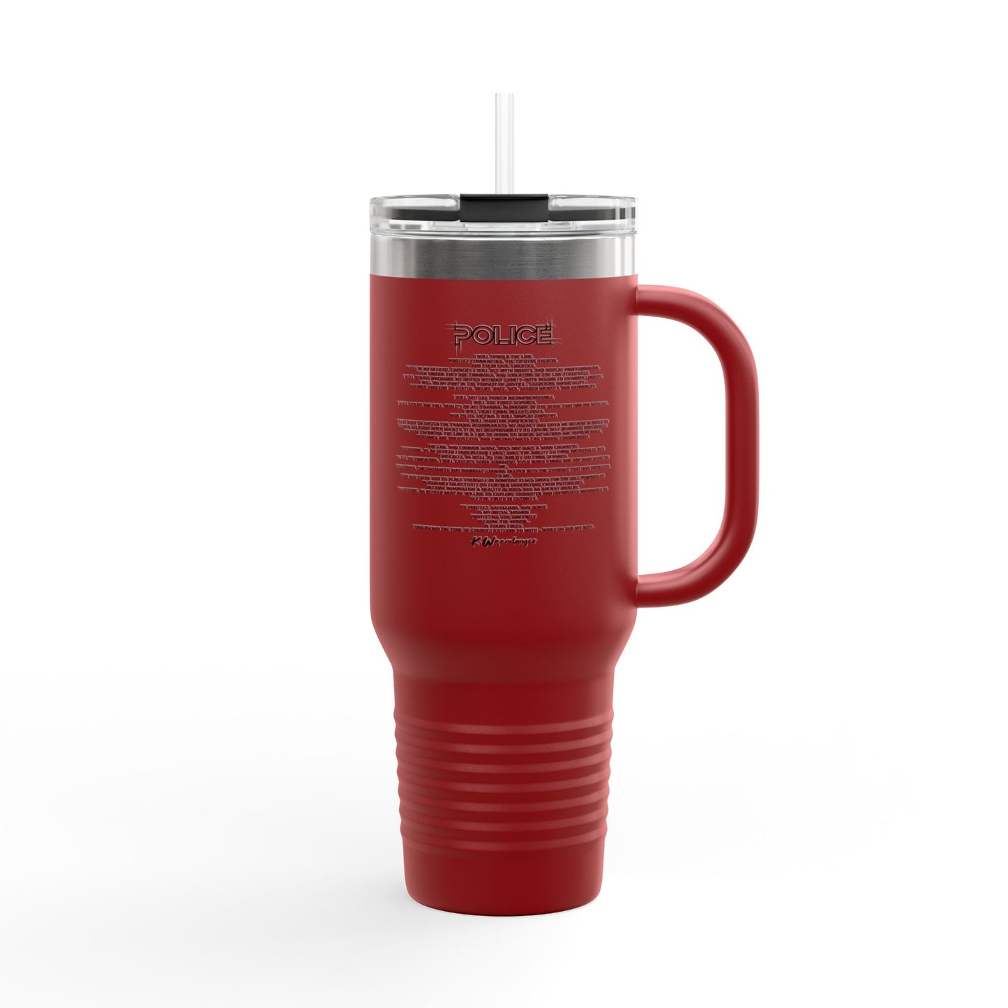 P.O.L.I.C.E. (Professional Officer of Law Improving Communities on Earth) Insulated Travel Mug, 40oz -for Law Enforcement