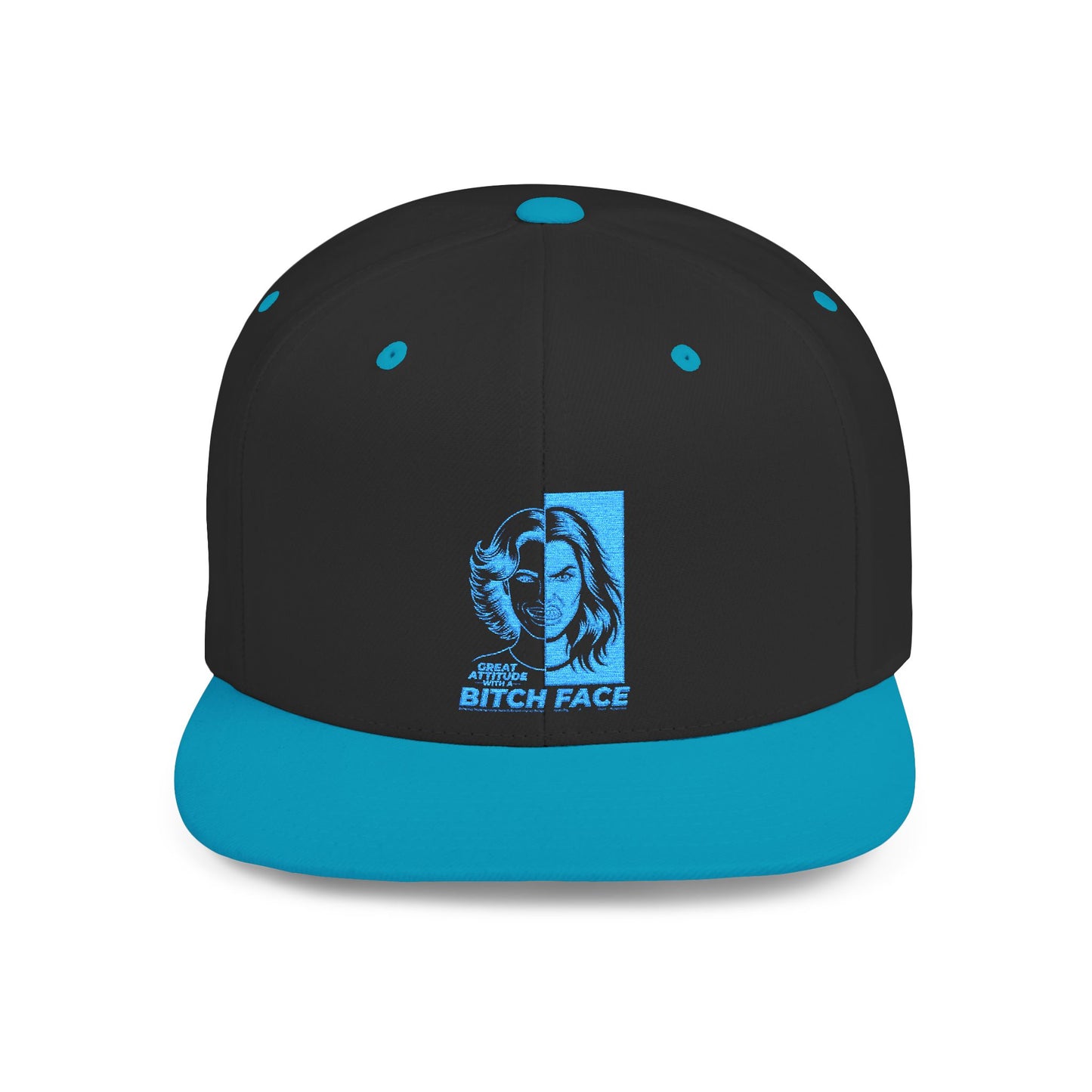 B.I.T.C.H. F.A.C.E. Flat Bill Snapback Hat, Casual Headwear, Streetwear Accessory, Trendy Cap, Graphic Hat