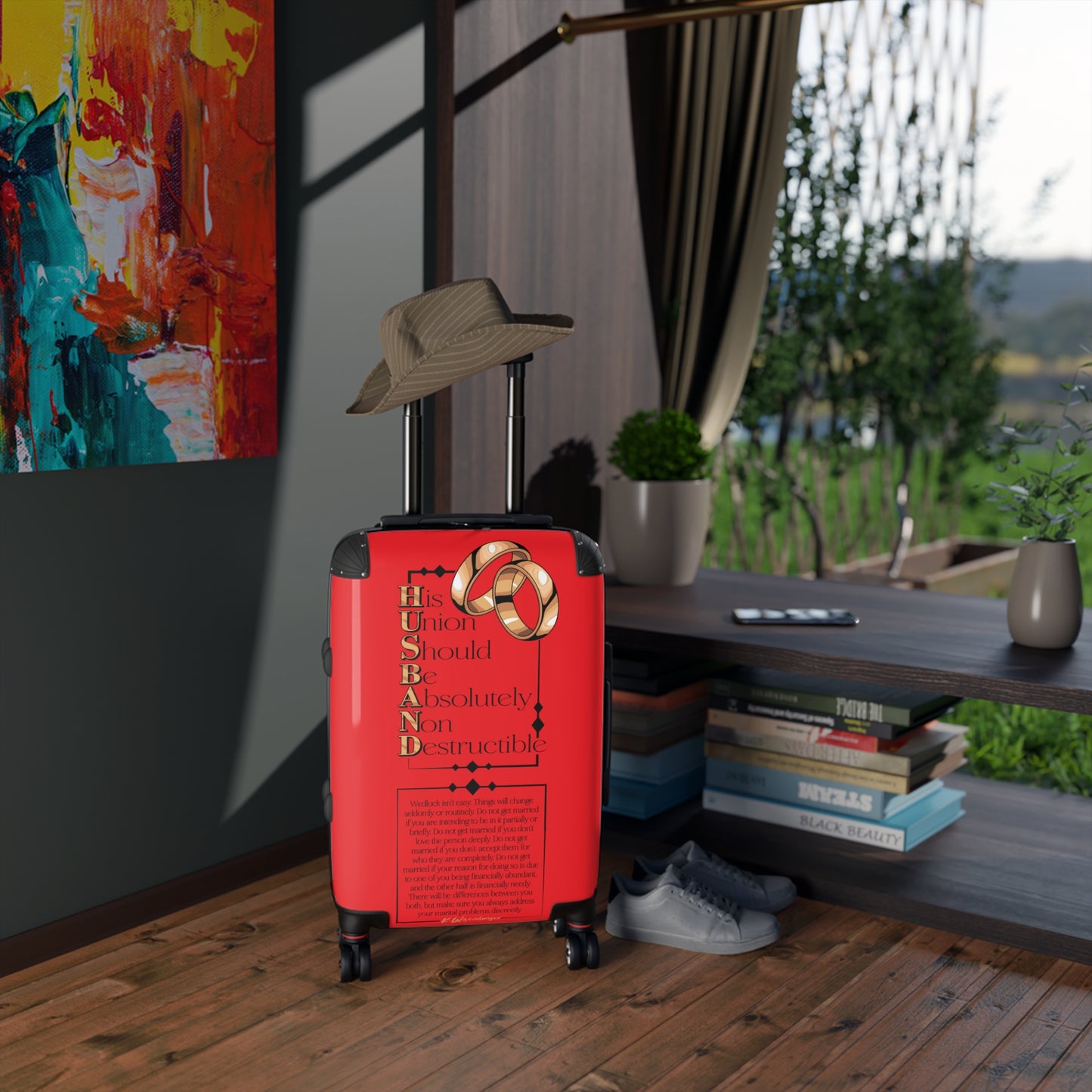 H.U.S.B.A.N.D. Durable Travel Suitcase for Couples, Wedding Gift, Unique Honeymoon Luggage, Personalized Travel Gear, Romantic Vacation Bag