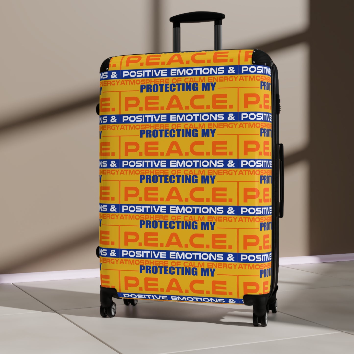 Protecting My P.E.A.C.E. Stylish Suitcase with Positive Vibes | Travel Gear, Luggage, Vacation Bag, Gift for Travelers, Peaceful Travel Essential