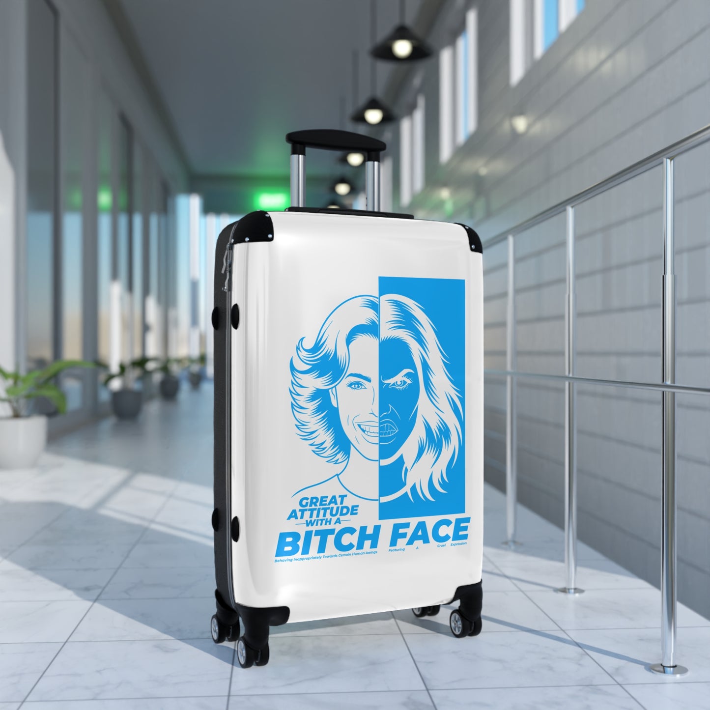 Resting Bitch Face Suitcase, Trendy Luggage, Stylish Travel Bag, Vacation Gear, Gift for Travelers, Fun Travel Accessory