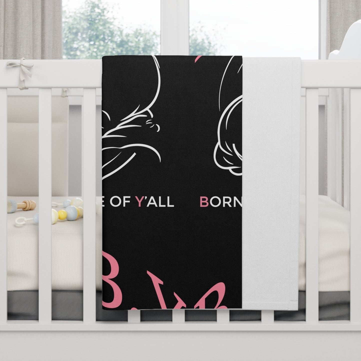 B.A.B.Y. (Born All Because of Ya'll) Cozy Baby Blanket, Soft Fleece Throw for Infants, Newborn Gift, Baby Shower Decor, Nursery Blanket, Sweet Dreams Blanket