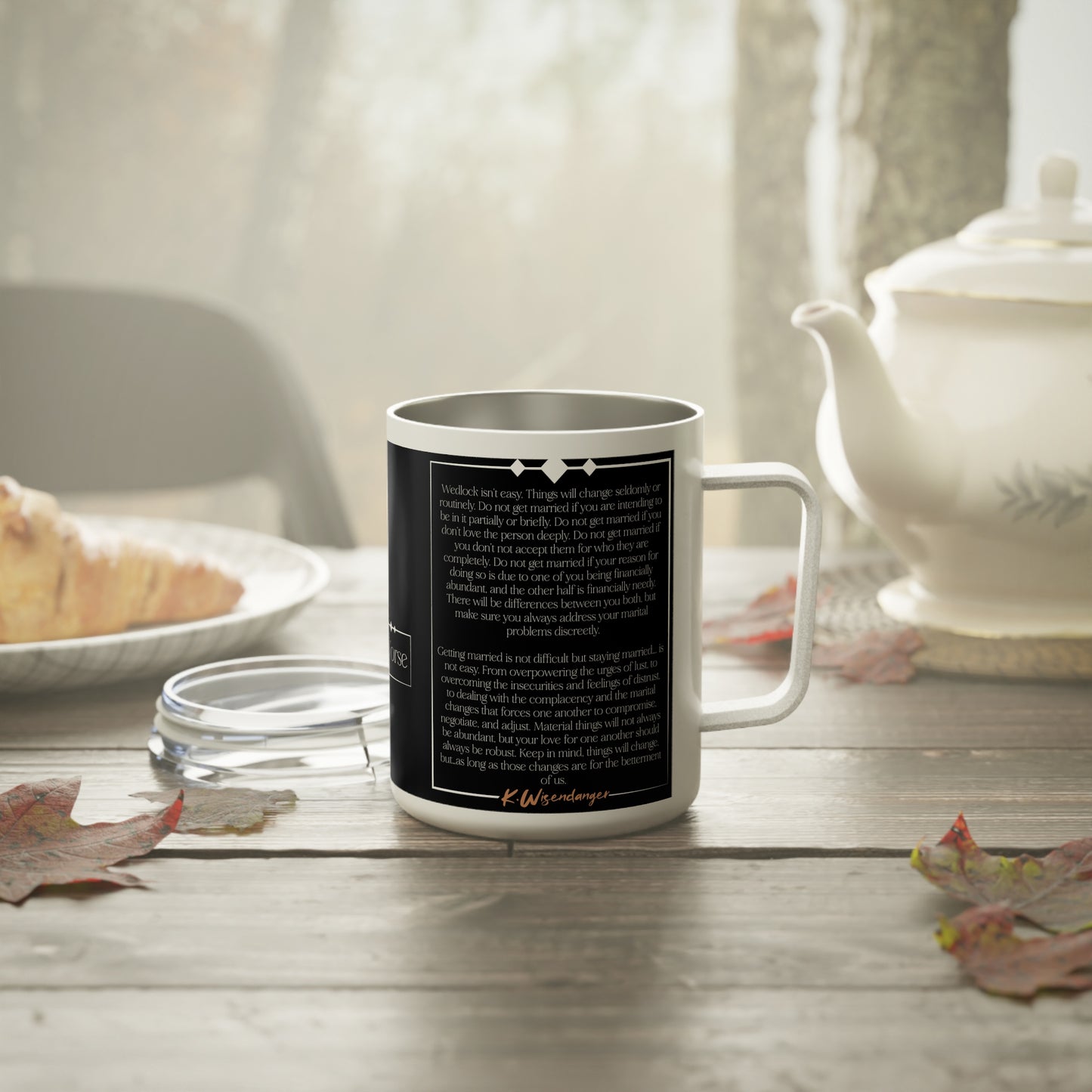 W.I.F.E. (We're Indefinitely For Each-Other) Insulated Coffee Mug, Perfect Gift for Couples, Wedding, Anniversary, Better or Worse Quote Mug