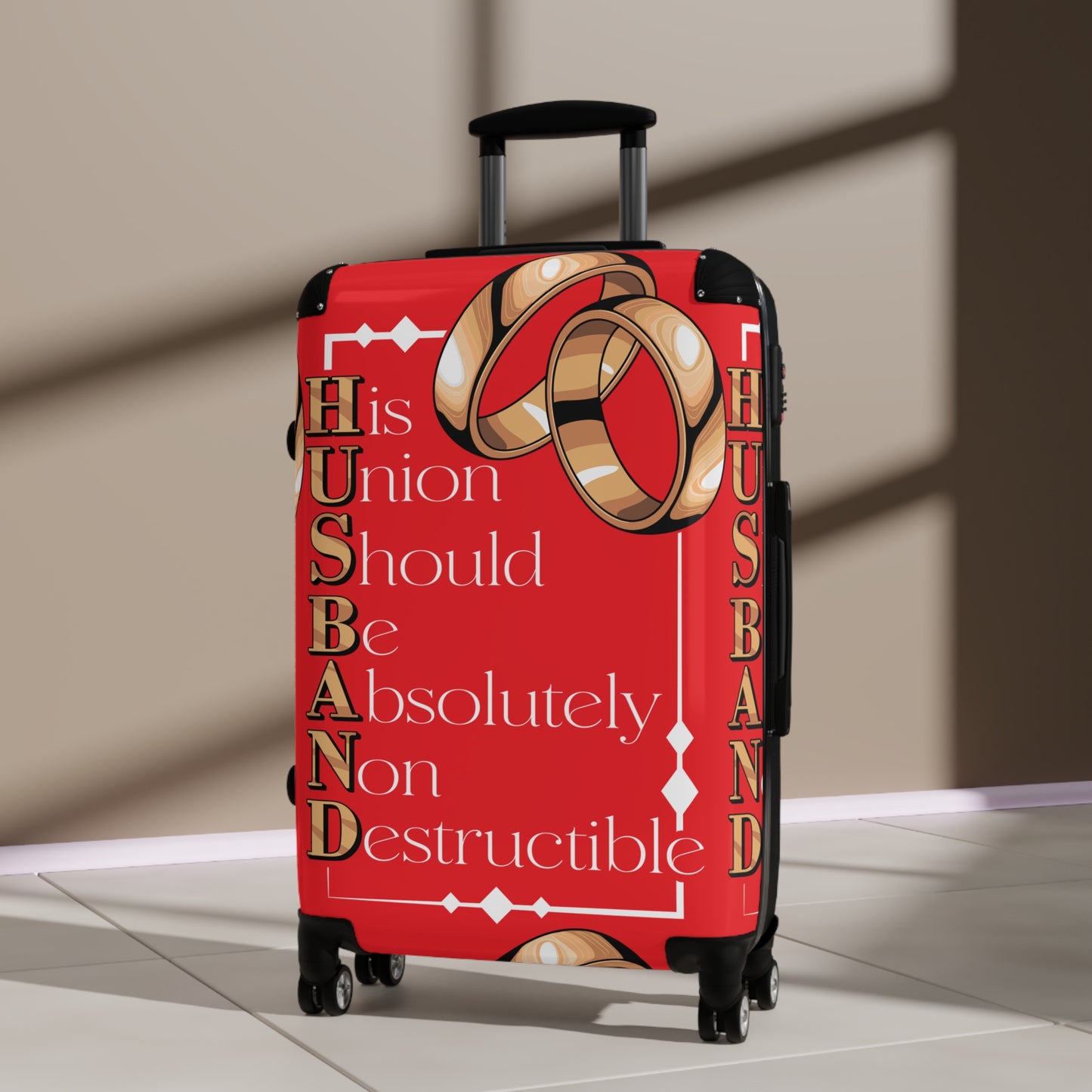 Husband Theme Suitcase | Travel Bag for Him, Unique Gift for Newlyweds, Anniversary Gift, Funny Wedding Travel