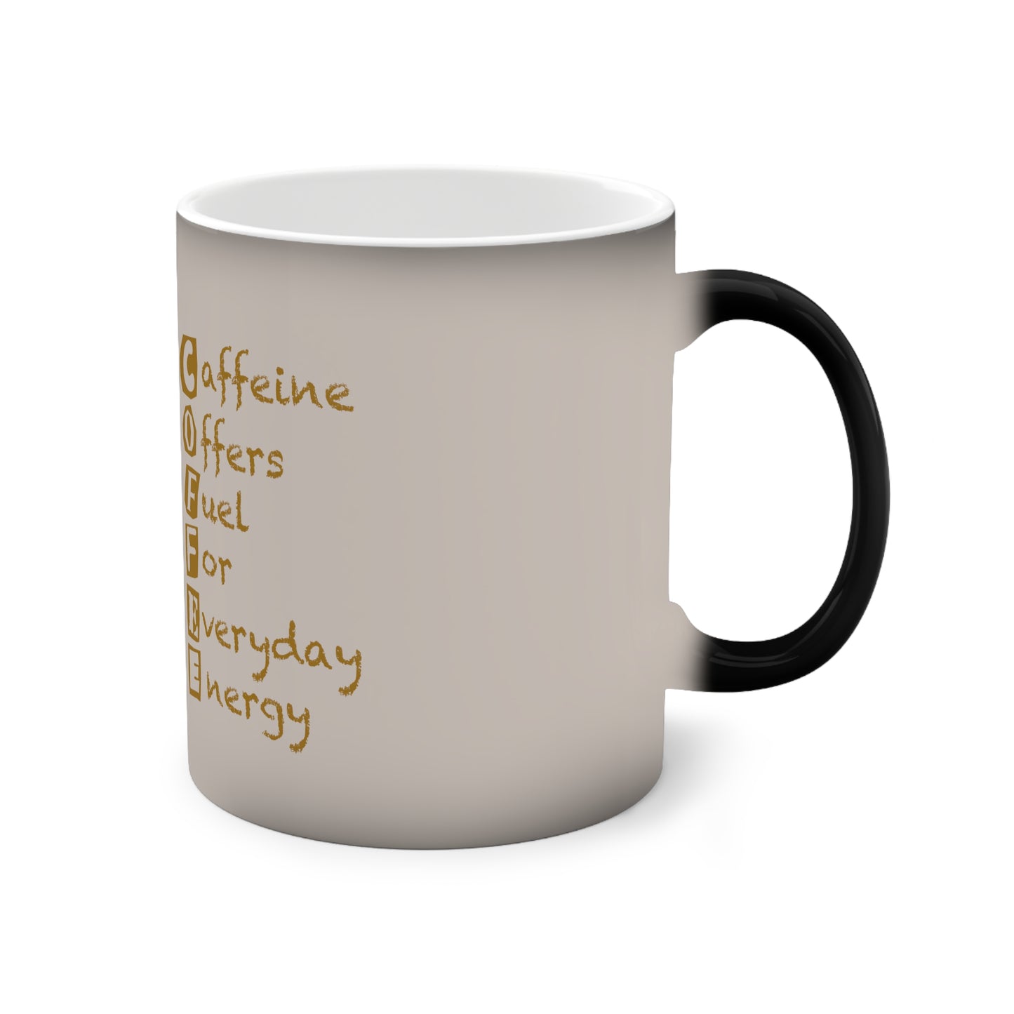 C.O.F.F.E.E. (Caffeine Offers Fuel For Everyday Energy) Color-Changing Coffee Mug, Gift for Coffee Lovers, Unique Office Cup, Heat Sensitive Mug
