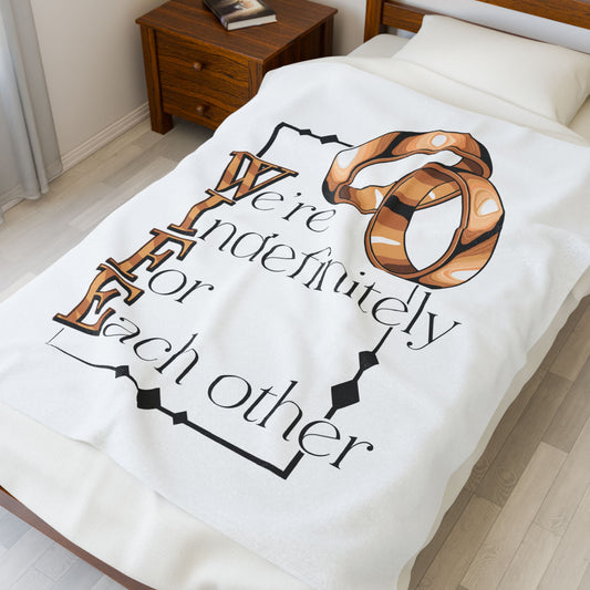 W.I.F.E. Cozy Velveteen Plush Blanket for Wives - Perfect Wedding Gift, Anniversary Present, Home Decor, Soft Throw, Gift for Her