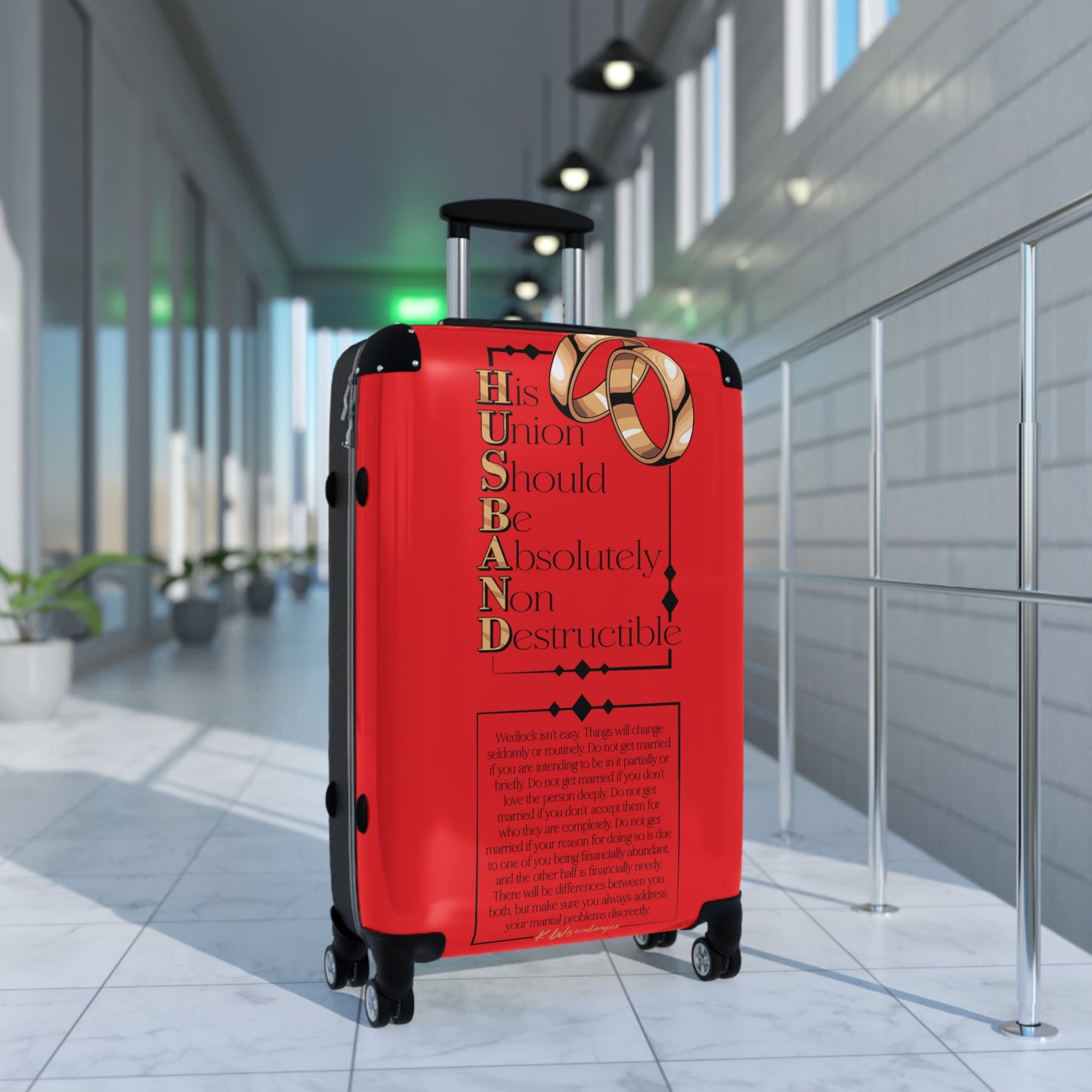 H.U.S.B.A.N.D. Durable Travel Suitcase for Couples, Wedding Gift, Unique Honeymoon Luggage, Personalized Travel Gear, Romantic Vacation Bag