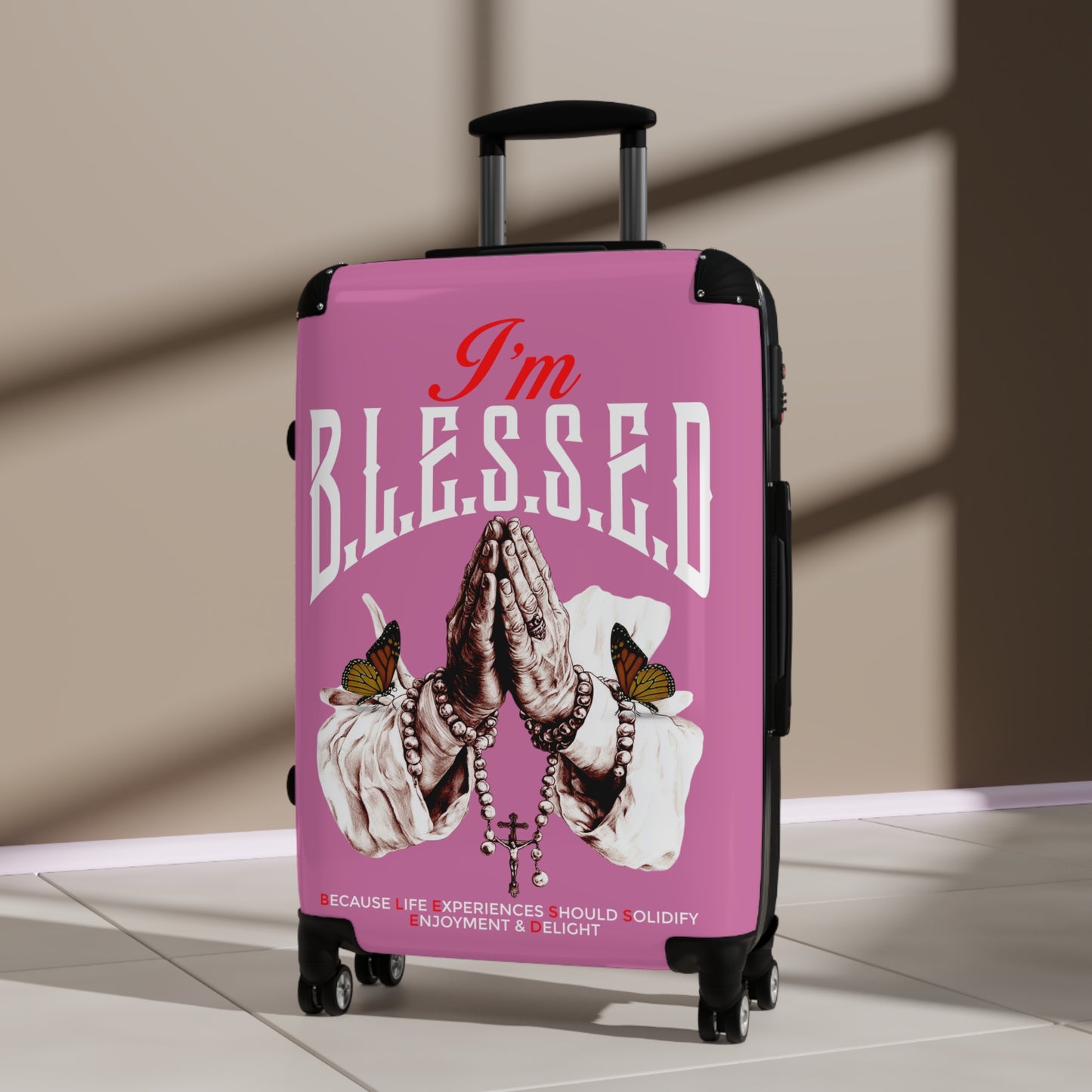 Blessed Suitcase - Traveler's Essential for Every Journey, Stylish Luggage, Inspirational Travel, Gifts for Adventurers, Blessings on the Go