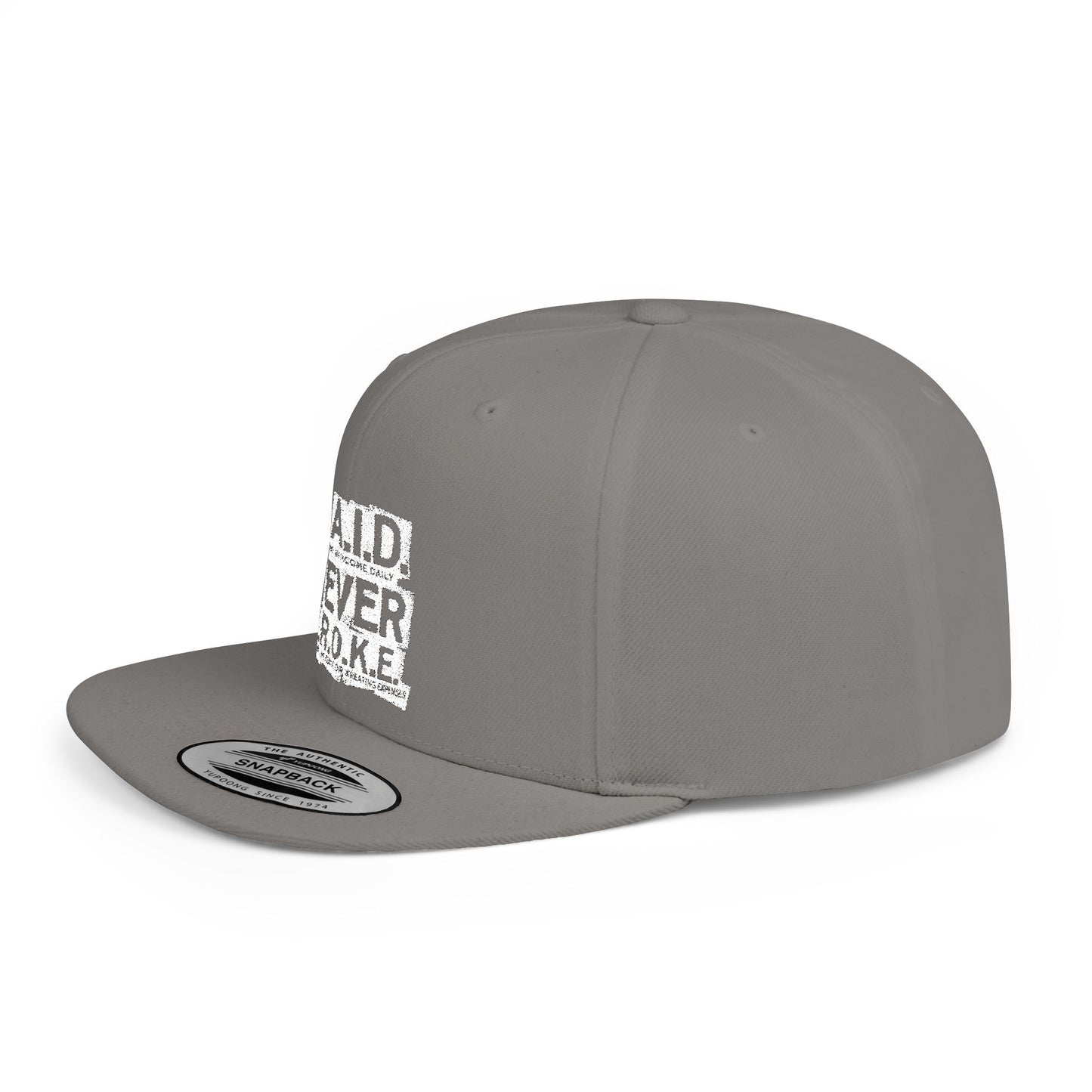 P.A.I.D. Never B.R.O.K.E. Snapback Cap, Trendy Flat Bill Hat, Hip Hop Style, Gifts for Him, Streetwear Accessories, Birthday Gift, Casual Wear
