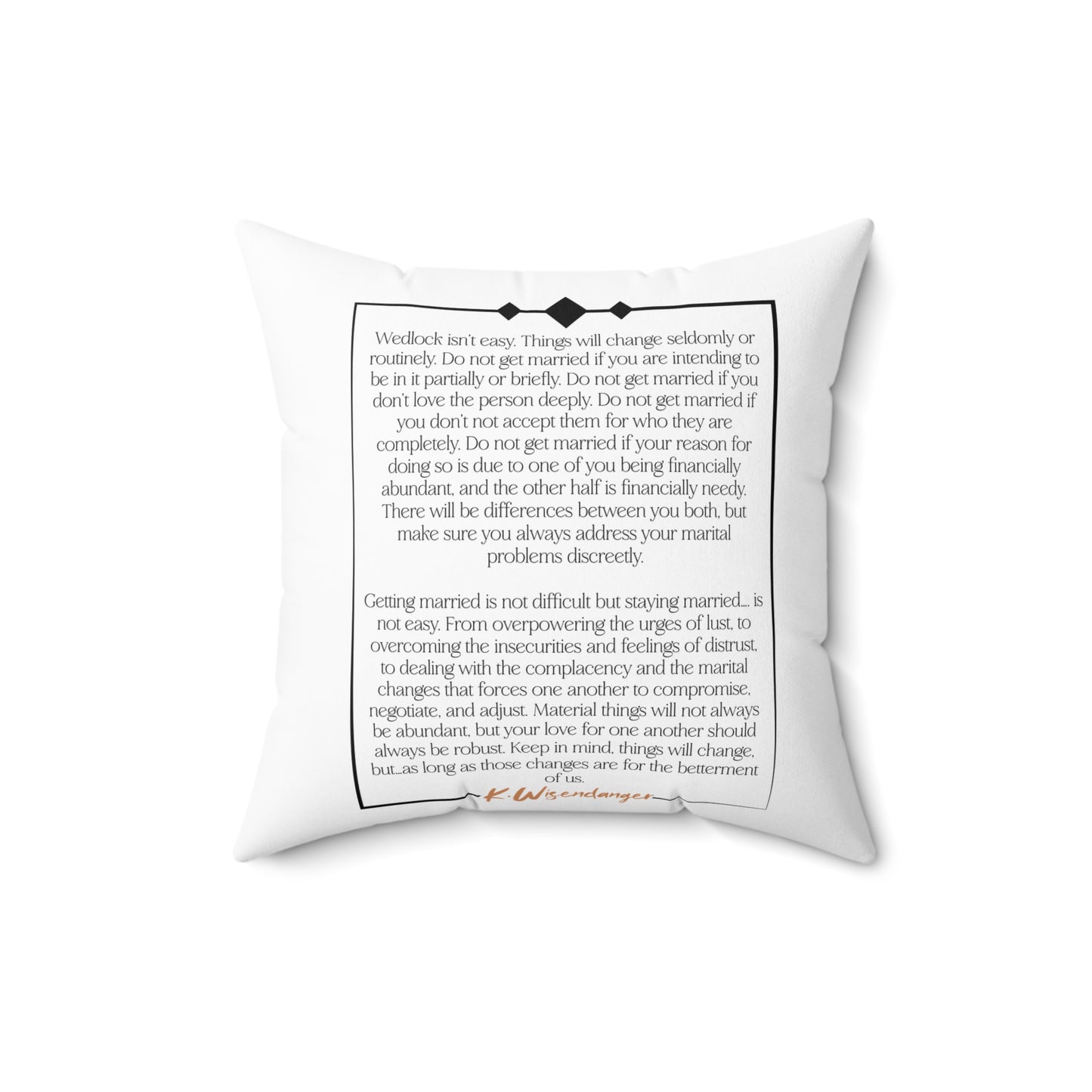 W.I.F.E. Romantic Wedding Pillow with Rings Design, Perfect Anniversary or Wedding Gift, Home Decor for Couples, Personalized Love Accent