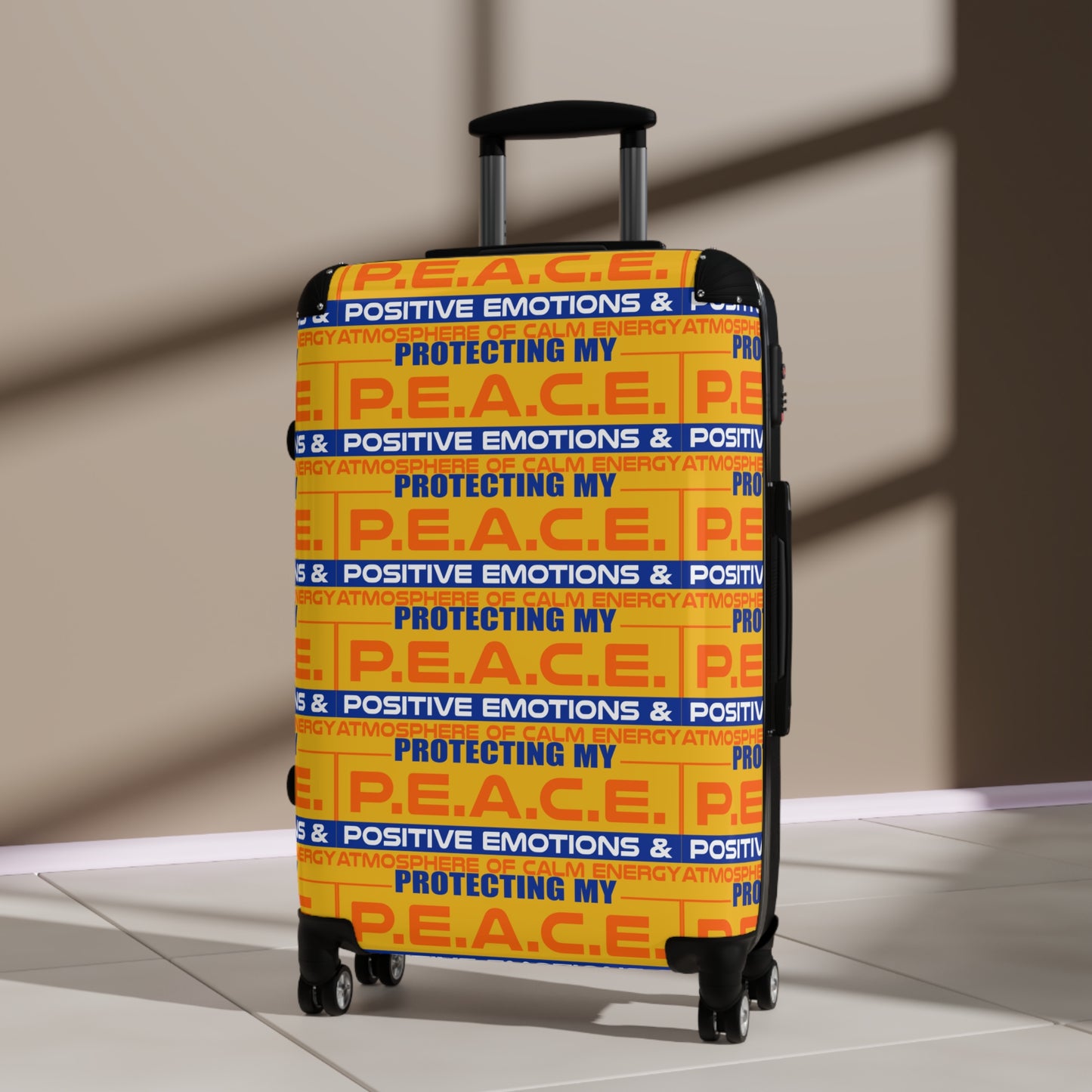 Protecting My P.E.A.C.E. Stylish Suitcase with Positive Vibes | Travel Gear, Luggage, Vacation Bag, Gift for Travelers, Peaceful Travel Essential