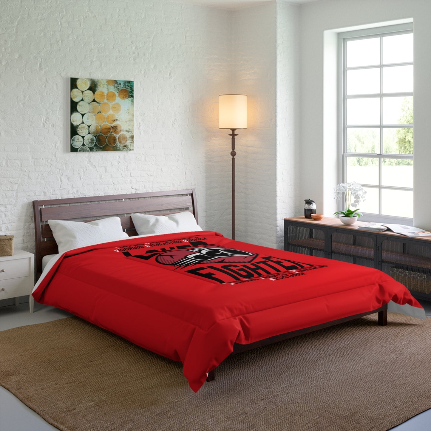 L.O.V.E.R. & F.I.G.H.T.E.R. Comforter - Bold Red Bedding for Fighters & Lovers, Bohemian Bedroom Decor, Gift for Couples, Romantic Home Accents, [...]