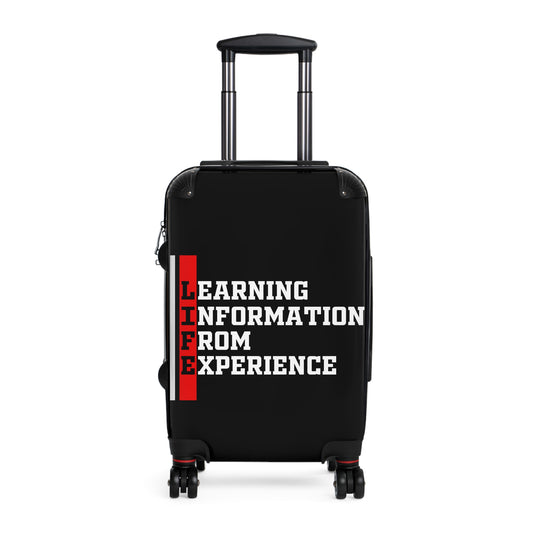 L.I.F.E (Learning Information From Experience) Travel Suitcase with Inspirational Quote | Luggage for Adventurers | Great Gift for Travelers, Students, Graduates