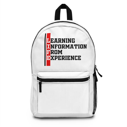 L.I.F.E. Inspirational Backpack: Learning from Experience, Motivational School Bag, Travel Backpack, Unique Design