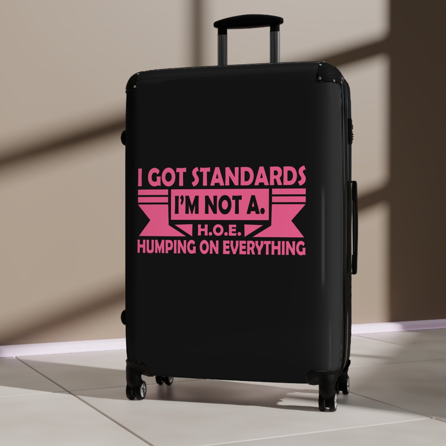 Trendy Luggage with Attitude - 'I Got Standards, I'm Not A H.O.E.' Suitcase - Perfect for Travel Enthusiasts, Vacation, Gift Ideas, [...]