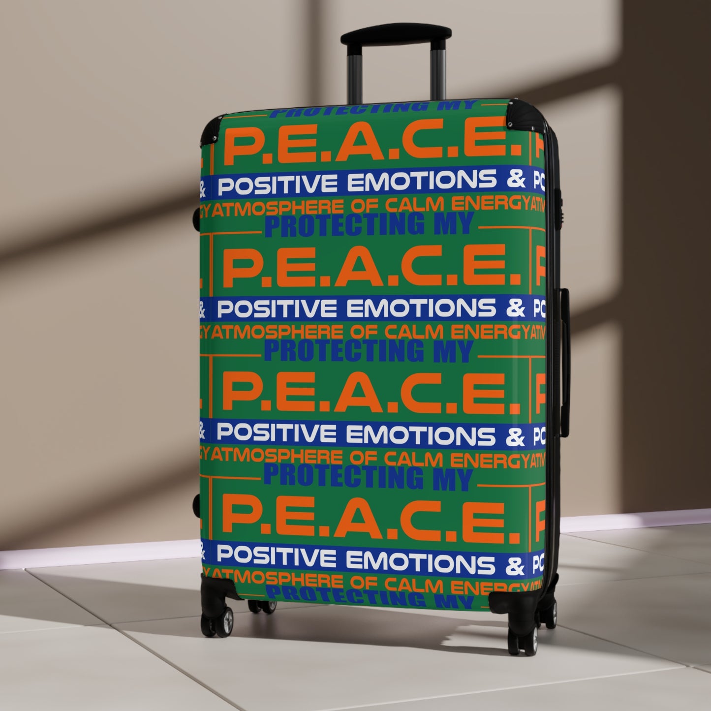 Protecting My PEACE l Vibes Suitcase | Travel Luggage for Stress-Free Journeys, Positive Emotions, Adventure, Gifts for Travelers