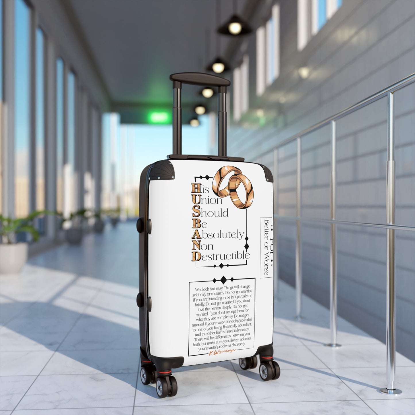 HUSBAND Suitcase with Inspirational Quote, Travel Gear, Honeymoon Essentials, Gift for Couples, Personal Luggage