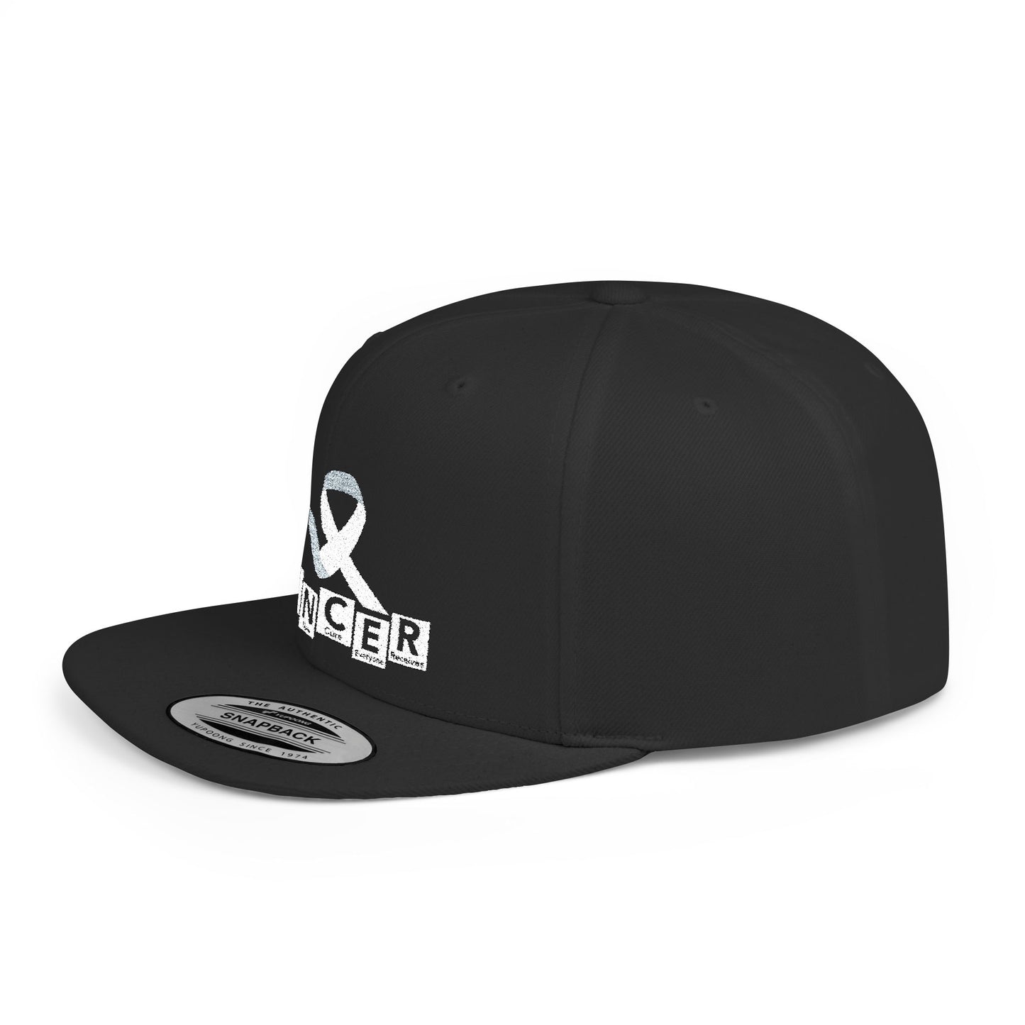 C.A.N.C.E.R. Awareness Flat Bill Snapback Hat - Supportive Gift for Loved Ones, Perfect for Events, Fundraisers, and Everyday Wear