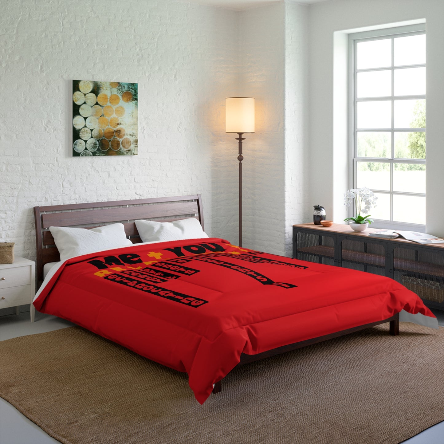Love Equation Relationship Comforter, Cozy Bedroom Decor, Couples Gift, Valentine's Day Bedding, Relationship Quote Blanket