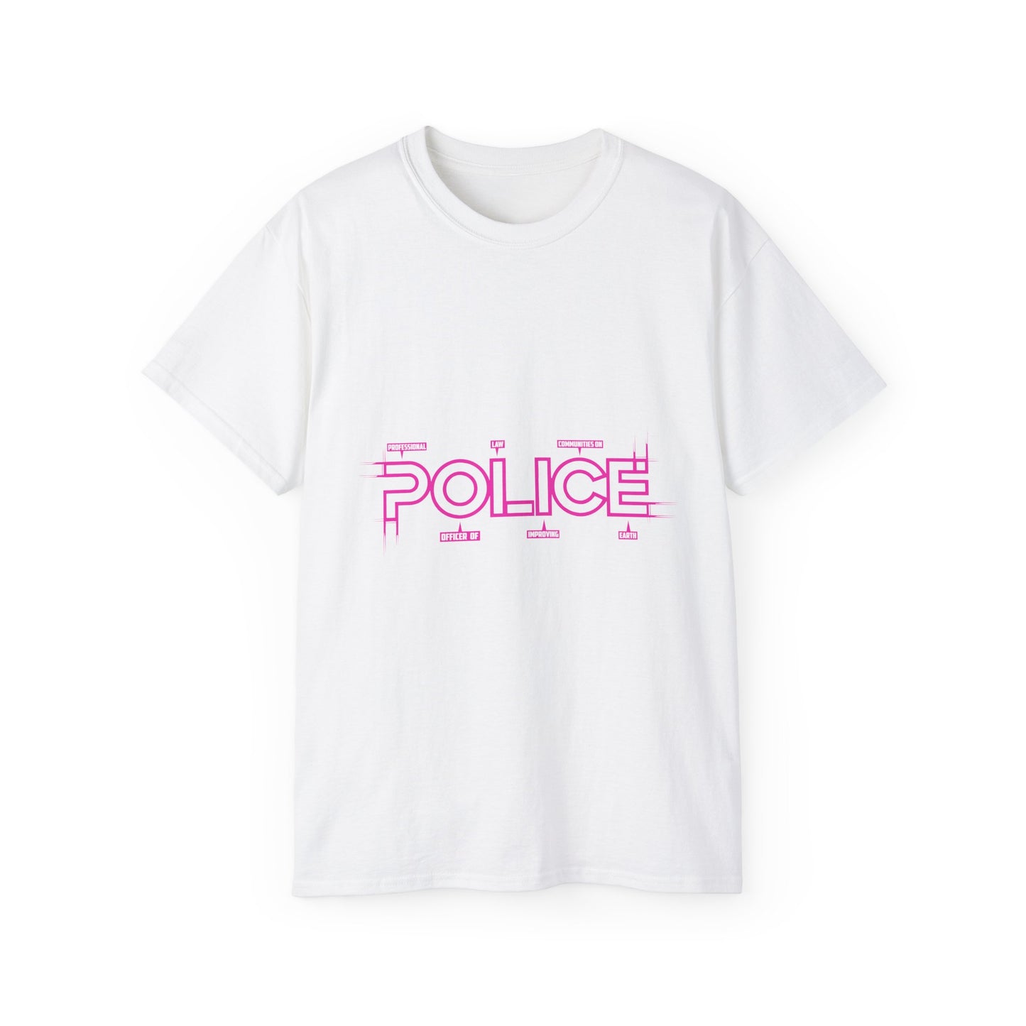 Unisex Police Professional Officer of Law Improving Communities on Earth Message Tee – Vibrant & Bold Statement Shirt for Law Enforcement Supporters